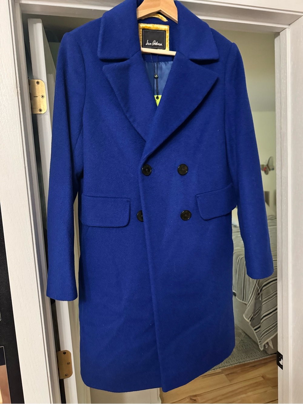 Sam Edelman Royal Blue Double-Breasted Wool Pea Coat